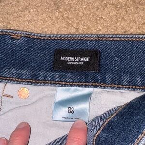 Express High Rise Modern Straight Jeans - Blue